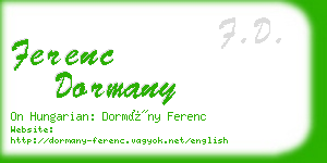 ferenc dormany business card